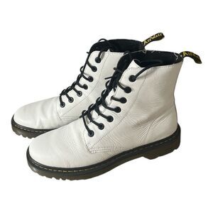 Dr. Martens Women Off White Combat Boots Size 11 Luana Airwalk AW004 Leather